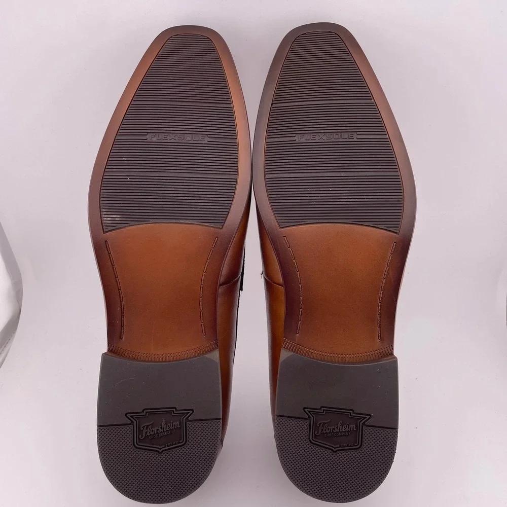 Florsheim Men Leather Rucci Penny Loafers Dress Shoes Cognac 11 EEE Wide Fit NEW